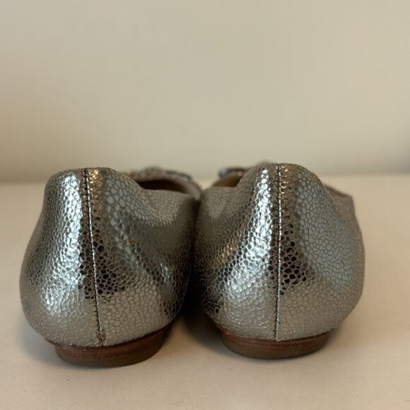 Barney’s New York bronze metallic leather pointed ballet flats w/ bow size 7.5 - Picture 6 of 9